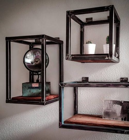 Industrial steel and wood wall cabinets_industrial steel wall Cabinets-Table light-Loft lighting-Vintage-steel-wood-Steampunk-